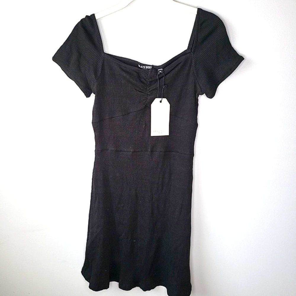 Brave Soul London Sweetheart Neck Mini Dress Black Size M